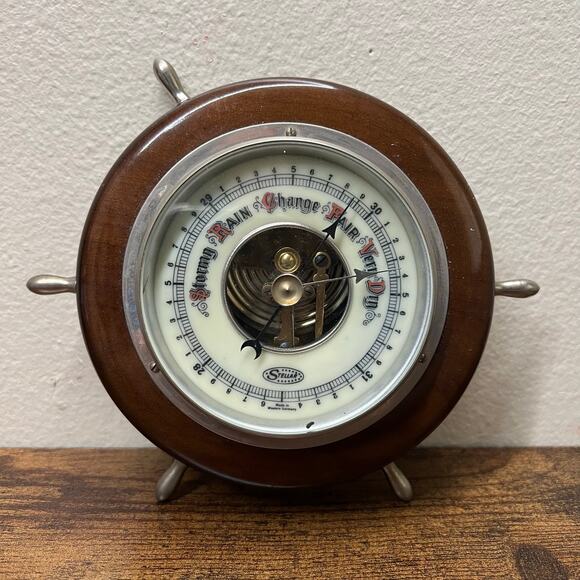 Vintage Stellar Barometer Mid Century Western Germany Helm Ship Wheel Nautical - Picture 1 of 8